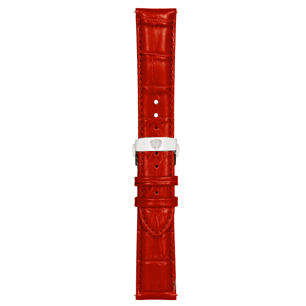 Red Calfskin Leather Band w/ Silver Accent