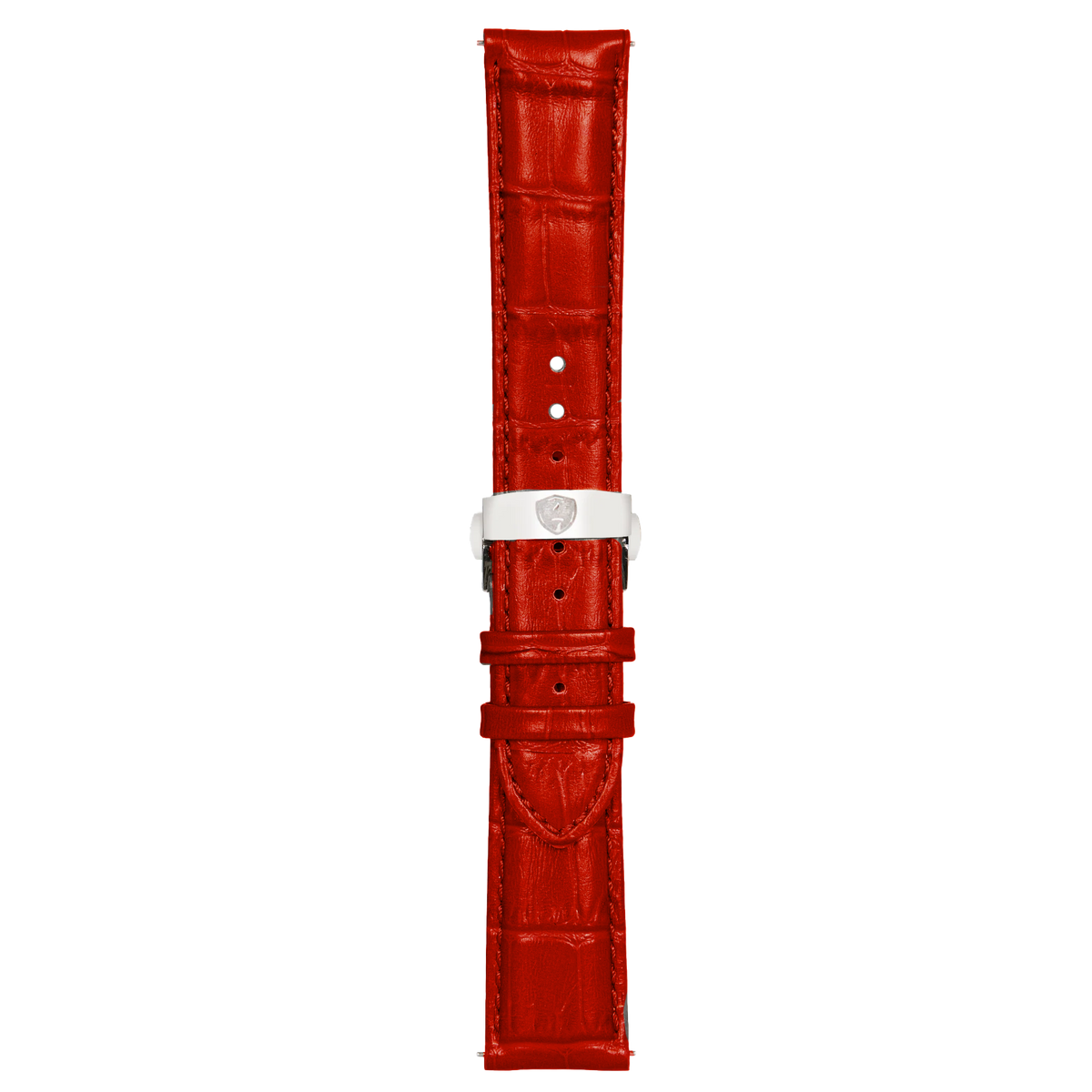Red Calfskin Leather Band w/ Silver Accent