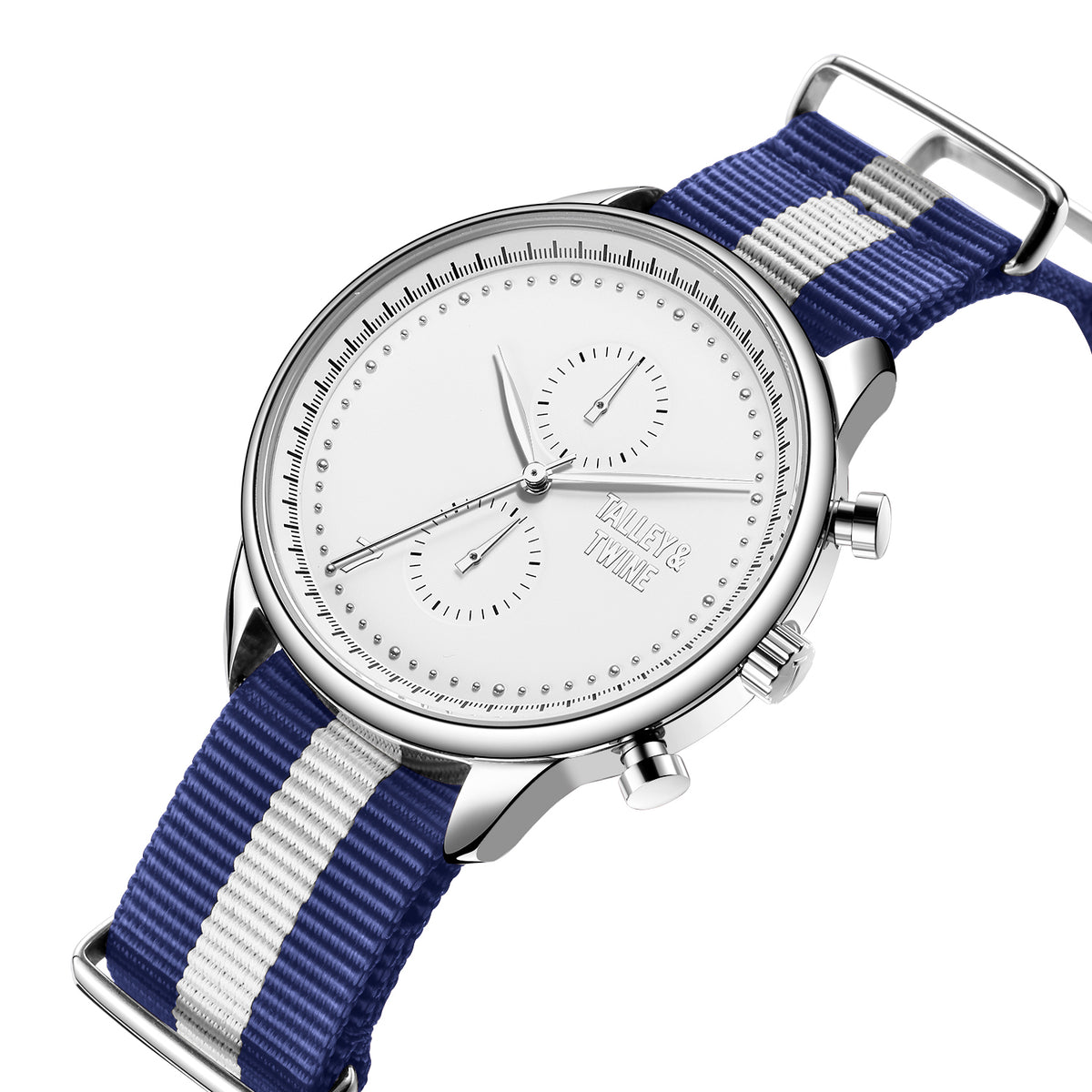 White & Silver - Blue & White Canvas Band
