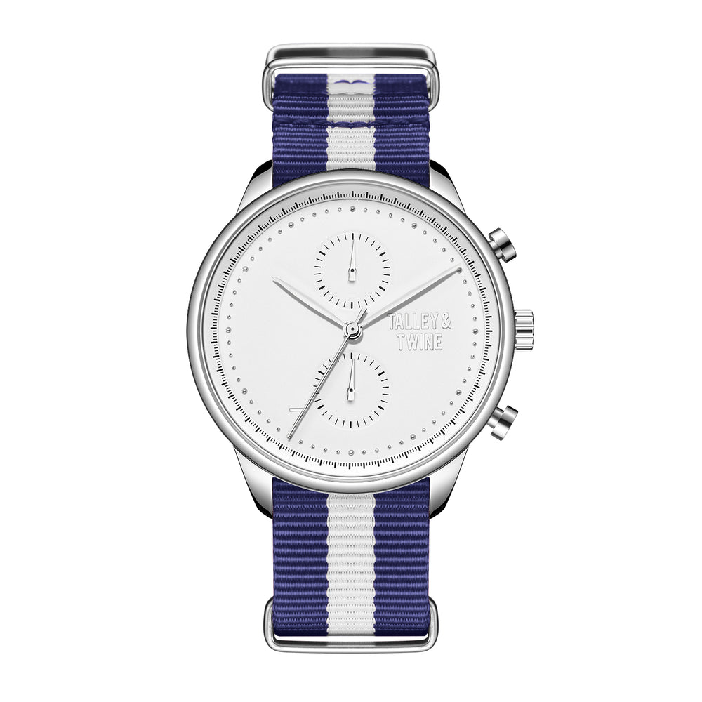 White & Silver - Blue & White Canvas Band